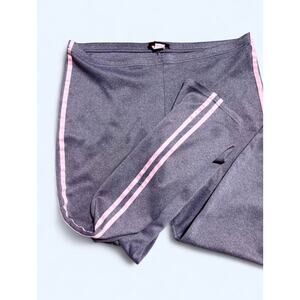 Vtg Y2K Grey Low Rise Track Pants Pink Double Stripes Mcbling